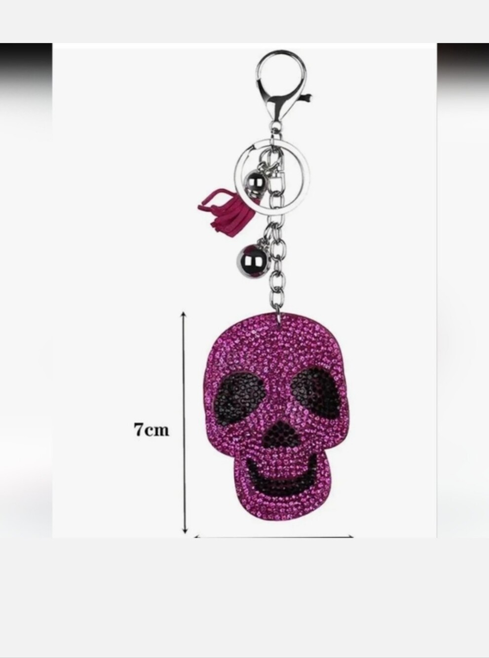 Rhinestone Tassel Key Ring for Purse Handbag Car Decor Skull Black/pink& Gold - Picture 8 of 13